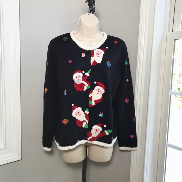 Vintage Michael Simon Christmas Cardigan ~ Women’s Large - Picture 1 of 12